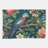 Farbenfrohe Parrot Tropical Dschungel Blätter Geschirrtuch (Horizontal)