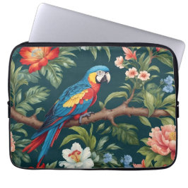 Farbenfrohe Parrot Tropical Dschungel Blätter Laptopschutzhülle