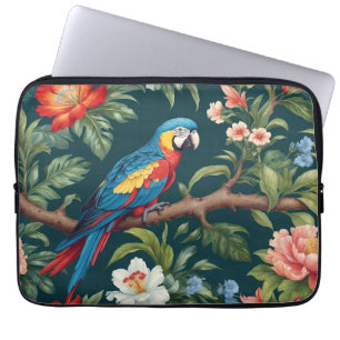 Farbenfrohe Parrot Tropical Dschungel Blätter Laptopschutzhülle