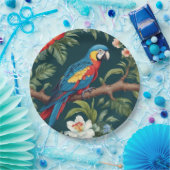 Farbenfrohe Parrot Tropical Dschungel Blätter Pappteller (Party)