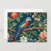 Farbenfrohe Parrot Tropical Dschungel Blätter Postkarte (Vorne/Hinten)