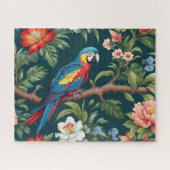 Farbenfrohe Parrot Tropical Dschungel Blätter Puzzle (Horizontal)