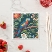Farbenfrohe Parrot Tropical Dschungel Blätter Serviette (Beispiel)