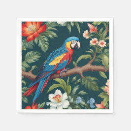 Farbenfrohe Parrot Tropical Dschungel Blätter Serviette