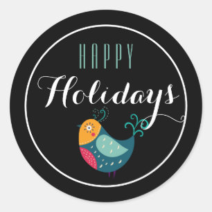Farbenfrohe Partridge Happy Holiday Sticker