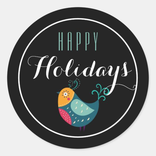 Farbenfrohe Partridge Happy Holiday Sticker (Vorderseite)