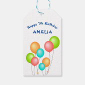 Farbenfrohe Party Balloons Kind zum Geburtstag Geschenkanhänger (Rückseite)