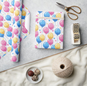 Farbenfrohe Party Balloons Kinder Geschenkpapier