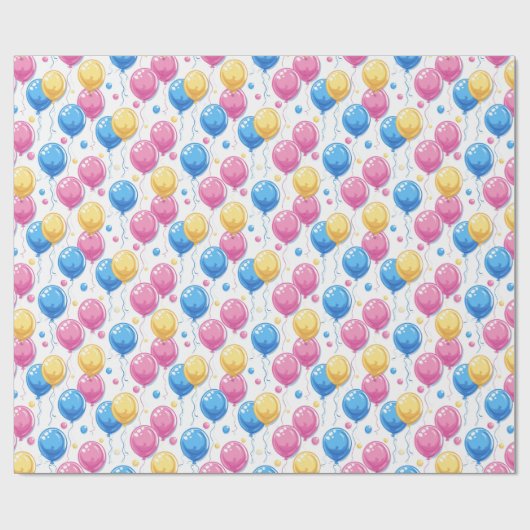 Farbenfrohe Party Balloons Kinder Geschenkpapier (Flach)