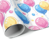 Farbenfrohe Party Balloons Kinder Geschenkpapier (Rolleneckpunkt)