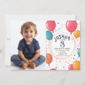 Farbenfrohe Party Balloons Kindergeburtstag Party Einladung (Vorderseite)