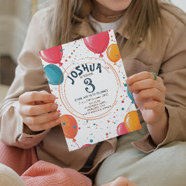 Farbenfrohe Party Balloons Kindergeburtstag Party Einladung