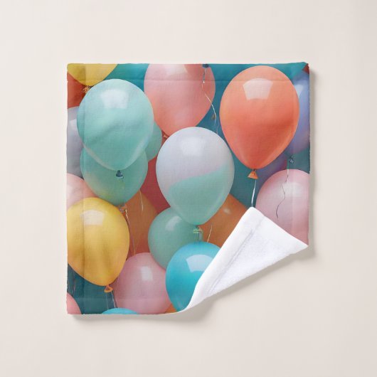 Farbenfrohe Party Balloons Muster Badhandtuch Set (Waschlappen)