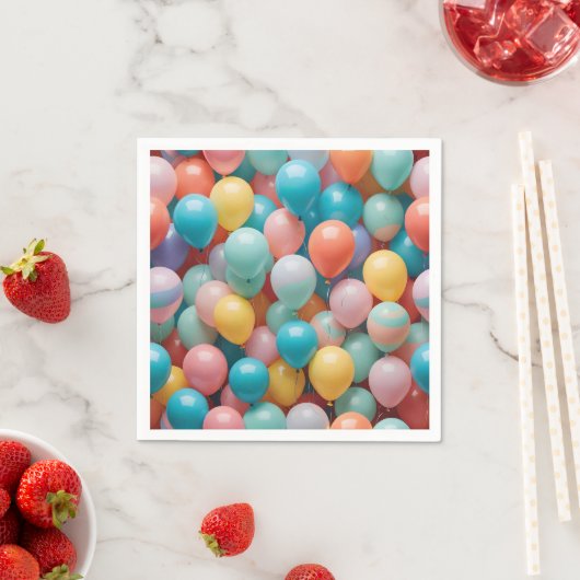 Farbenfrohe Party Balloons Muster Serviette (Beispiel)