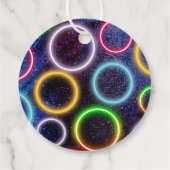 Farbenfrohe Party "Let's gllow Crazy Neon Lights" Geschenkanhänger (Rückseite)