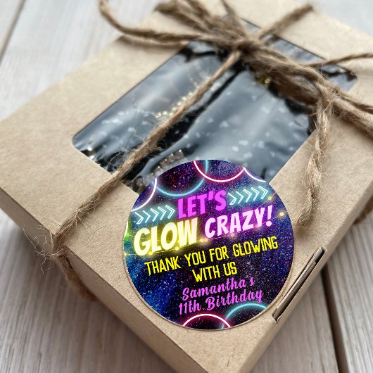 Farbenfrohe Party Spaß glänzen Crazy Neon Lights Runder Aufkleber