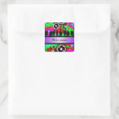 Farbenfrohe Party Tänzer Quadratischer Aufkleber (Tasche)
