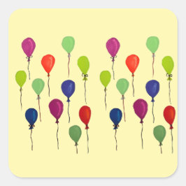 Farbenfrohe Partyballons Quadratischer Aufkleber
