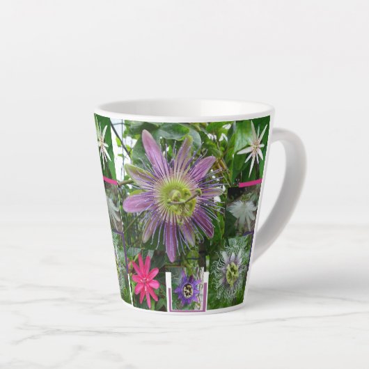 Farbenfrohe Passionsleidenschaft Blume Collage Lat Milchtasse (Rechte Ecke)