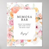 Farbenfrohe Pasta floral Mimosa Bar Sign Poster (Vorne)
