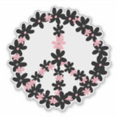 Farbenfrohe Pasta Rosa Schwarze Flora Friedenszeic Aufkleber (Vorderseite)