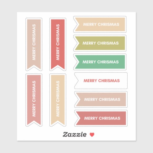Farbenfrohe Pastel 10 pc Frohe Weihnachten Aufkleber (Blatt)