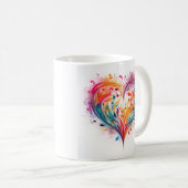 Farbenfrohe Pastel Abstraktes Herzdesign Kaffeetasse (VorderseiteRechts)