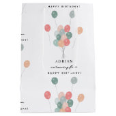 Farbenfrohe Pastel Balloons Modernes Geburtsnamens Mittlere Geschenktüte (Rückseite)