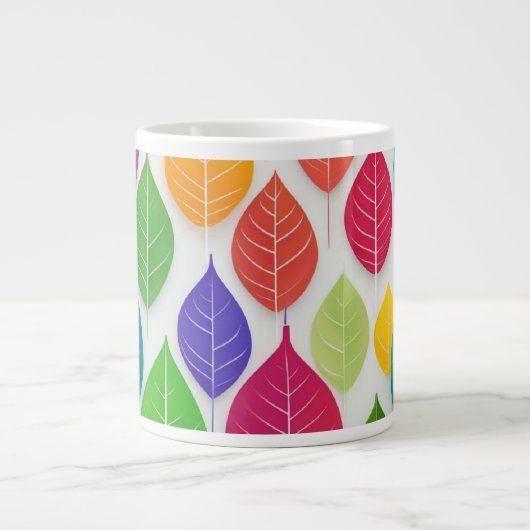 Farbenfrohe Pastel Blätter Abstrakt Minimalistisch Jumbo-Tasse (Vorderseite)