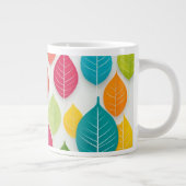 Farbenfrohe Pastel Blätter Abstrakt Minimalistisch Jumbo-Tasse (Rechts)