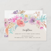 Farbenfrohe Pastel Blume Hochzeitskarte Begleitkarte (Vorne/Hinten)