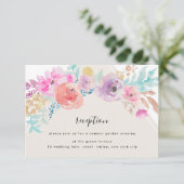 Farbenfrohe Pastel Blume Hochzeitskarte Begleitkarte (Stehend Vorderseite)