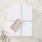 Farbenfrohe Pastel Blume Kinderdusche Party Geschenkanhänger (Mit Garn)