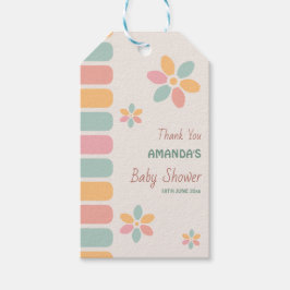 Farbenfrohe Pastel Blume Kinderdusche Party Geschenkanhänger