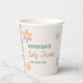 Farbenfrohe Pastel Blume Kinderdusche Party Pappbecher (Vorderseite)