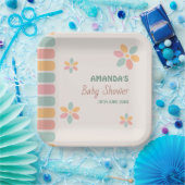 Farbenfrohe Pastel Blume Kinderdusche Party Pappteller (Party)