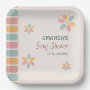 Farbenfrohe Pastel Blume Kinderdusche Party Pappteller