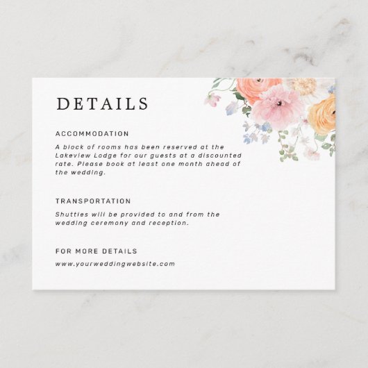 Farbenfrohe Pastel Blumenzwiebeldetails Begleitkarte (Vorderseite)