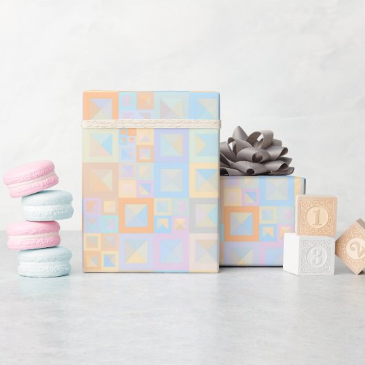 Farbenfrohe Pastel Boho Mod Geometric Abstrakt Geschenkpapier (Babyparty)