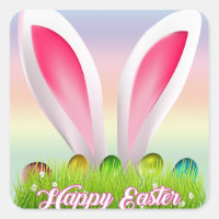 Farbenfrohe Pastel Bunny Ears Happy EASTER