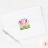 Farbenfrohe Pastel Bunny Ears Happy EASTER Quadratischer Aufkleber (Umschlag)