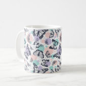 Farbenfrohe Pastel Butterfly Sketches Kaffeetasse (Vorderseite Links)