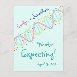 Farbenfrohe Pastel-DNA Wir erwarten ein Baby Postkarte