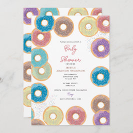 Farbenfrohe Pastel Donuts & Sprinkles Babydusche Einladung