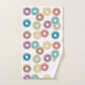 Farbenfrohe Pastel Donuts & Sprinkles Muster Badhandtuch Set (Handtuch)
