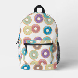 Farbenfrohe Pastel Donuts & Sprinkles Muster Bedruckter Rucksack