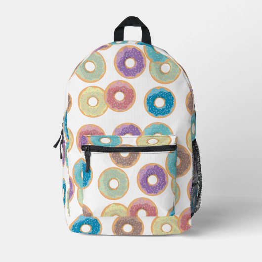 Farbenfrohe Pastel Donuts & Sprinkles Muster Bedruckter Rucksack (Vorderseite)