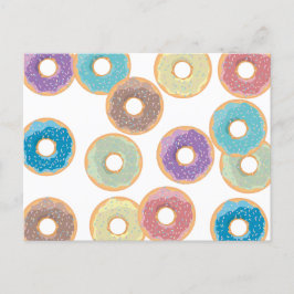 Farbenfrohe Pastel Donuts & Sprinkles Muster Feiertagspostkarte
