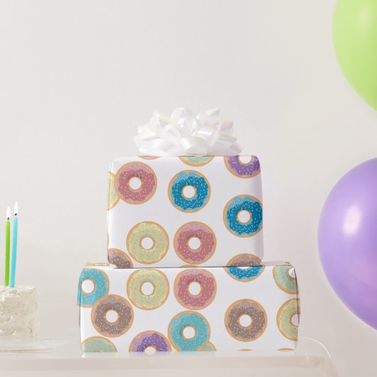 Farbenfrohe Pastel Donuts & Sprinkles Muster Geschenkpapier (Partygeschenke)