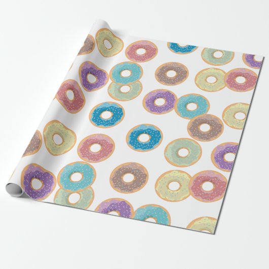 Farbenfrohe Pastel Donuts & Sprinkles Muster Geschenkpapier (Ungerollt)